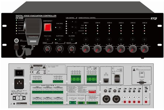 سیستم تخلیه صوتی 500w 6 Zone Evac Controller سیستم تخلیه صوتی دیجیتال